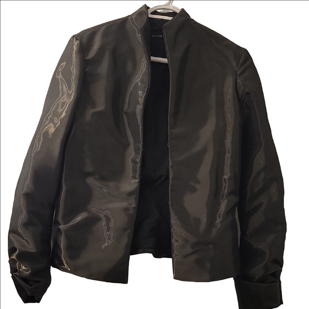Black Lightweight Bomber Jacket with Ribbed Details